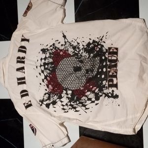 Men's large Ed Hardy motorcycle engineer button up